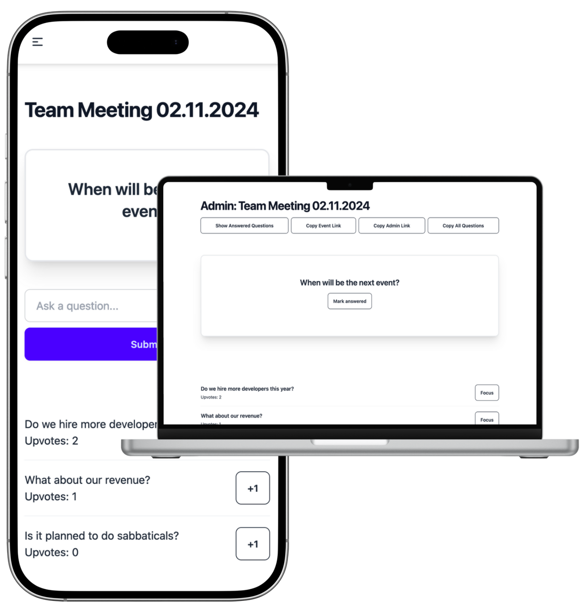 Enhance Your Meetings <br> with qanda.rocks